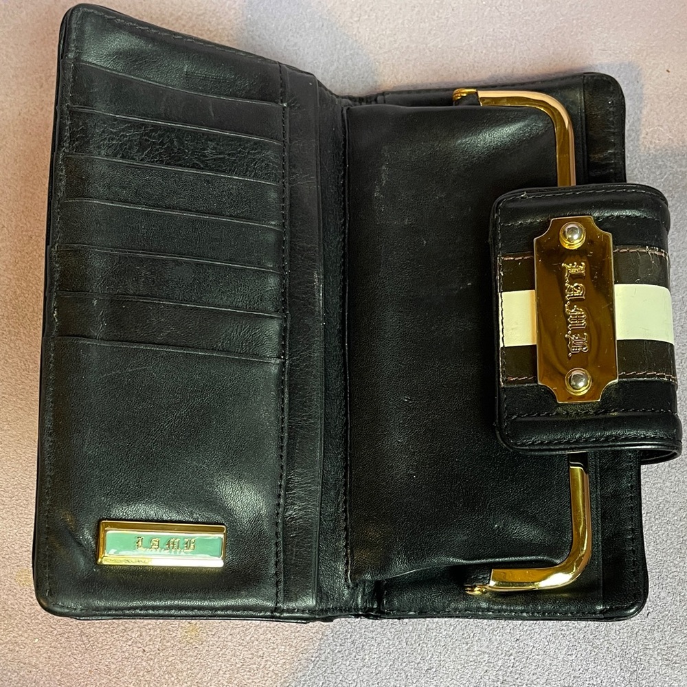 L.A.M.B. Black Leather Wallet with Gold hardware. Like New! - Picture 5 of 8